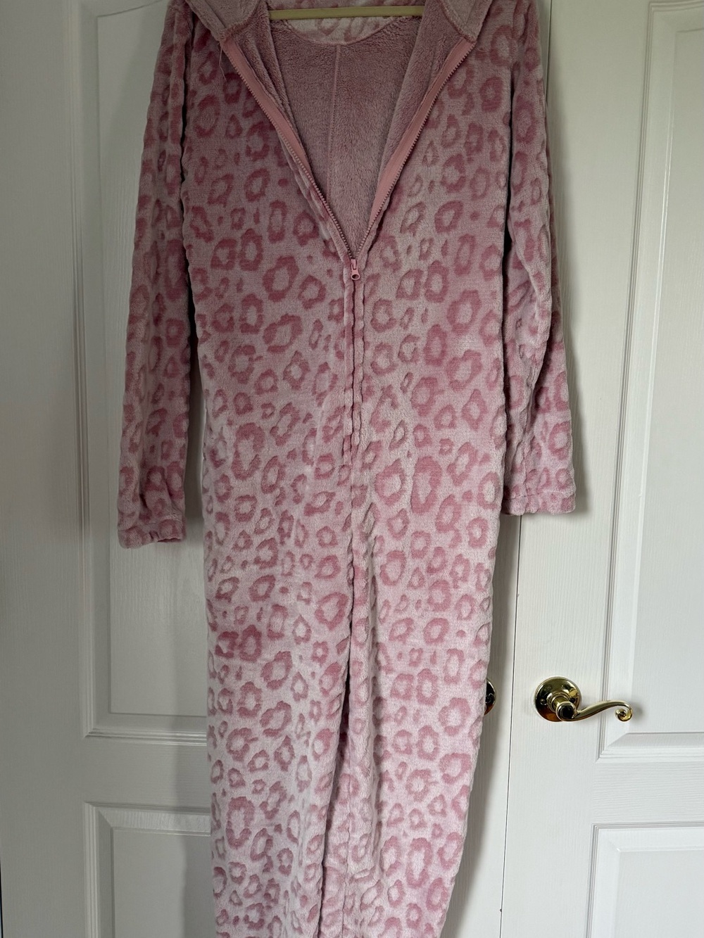 Fashion Nova Pink Leopard Fleece Onesie Pajama